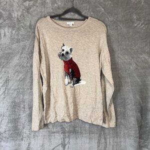 J.Jill Weston The Dog Terrier Sweater Schnauzer Christmas Size Medium Petite